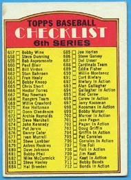 1972 Topps Baseball Cards      604B    Checklist 657-787 Left Copy